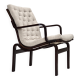 1970s, Scandinavian armchair, furniture wool, dark beech wood.