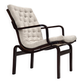 1970s, Scandinavian armchair, furniture wool, dark beech wood.