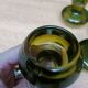 Bottle green glass candle holders