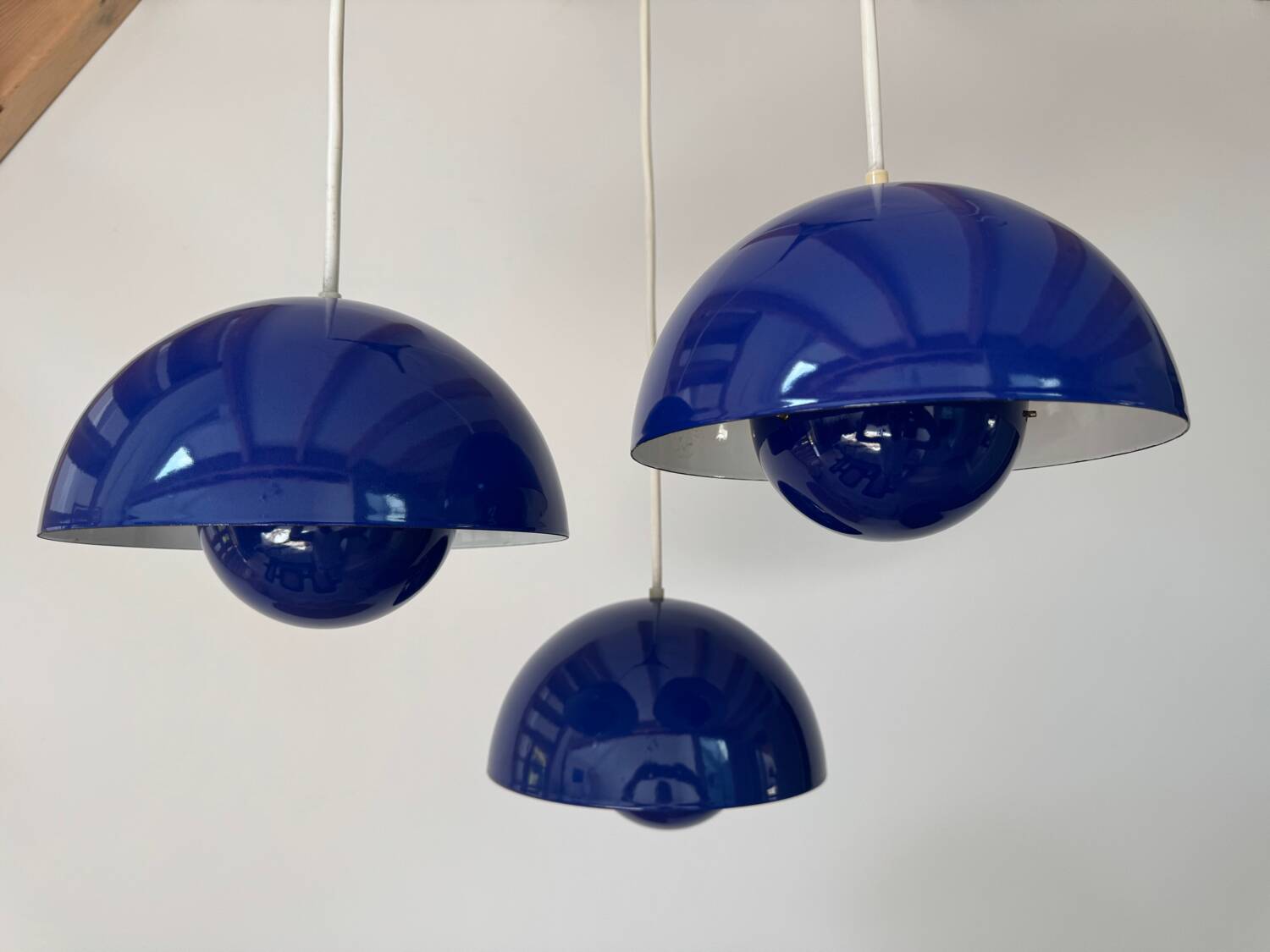 5 Blue Flower Pots by Verner Panton produced by Louis Poulsen
