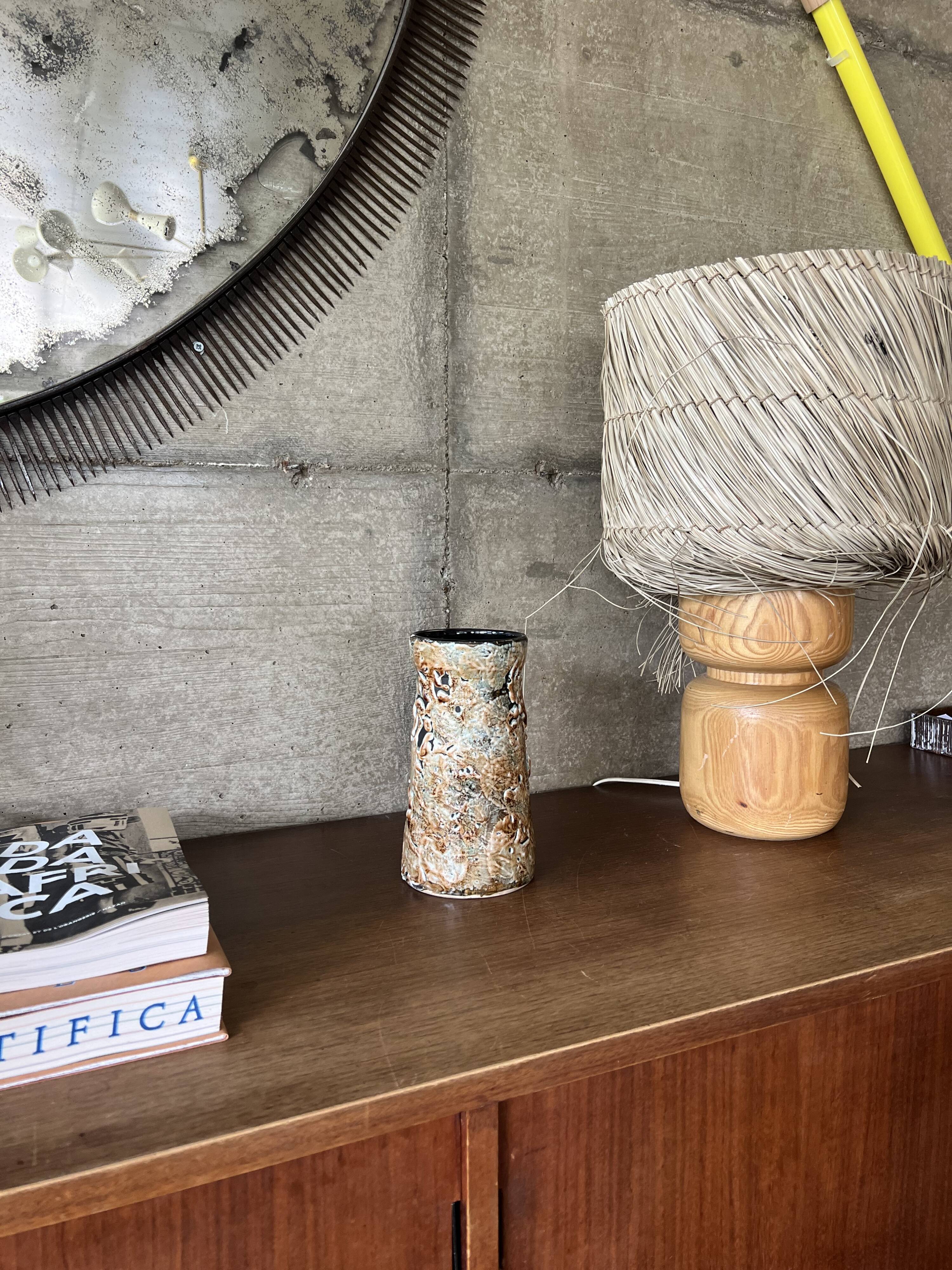 Glazed cylindrical stoneware vase