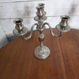 Pair of Louis XVI style candlesticks in silver-plated bronze