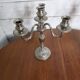 Pair of Louis XVI style candlesticks in silver-plated bronze