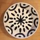 Large ceramic salad bowl painted by hand black and white