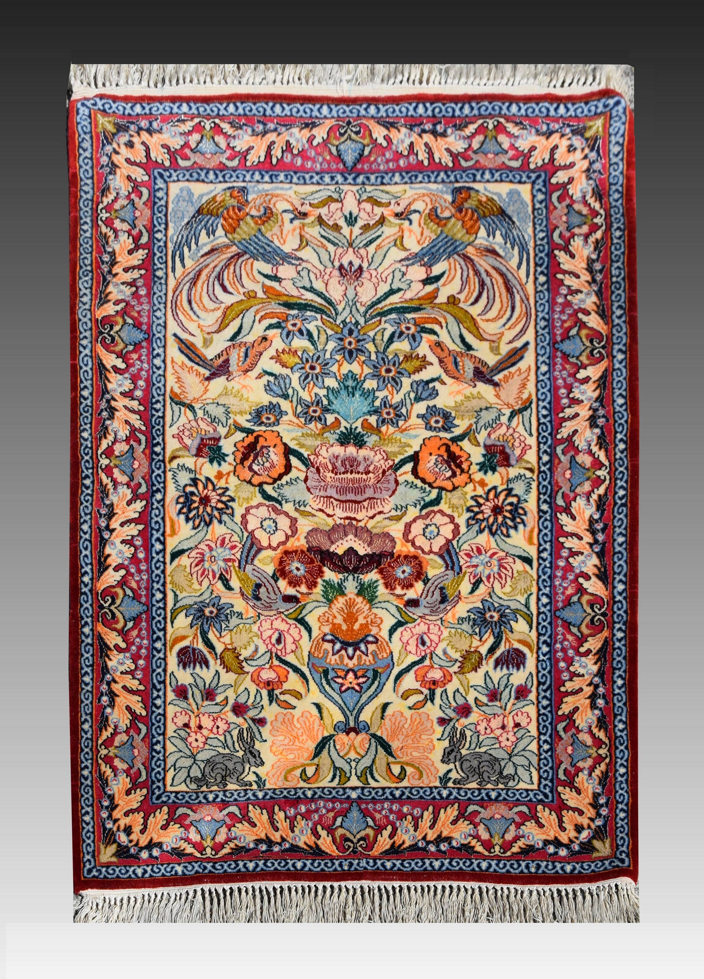 Oriental Rug Iran Isfahan 0.74X 1.08 M - Wool and Silk