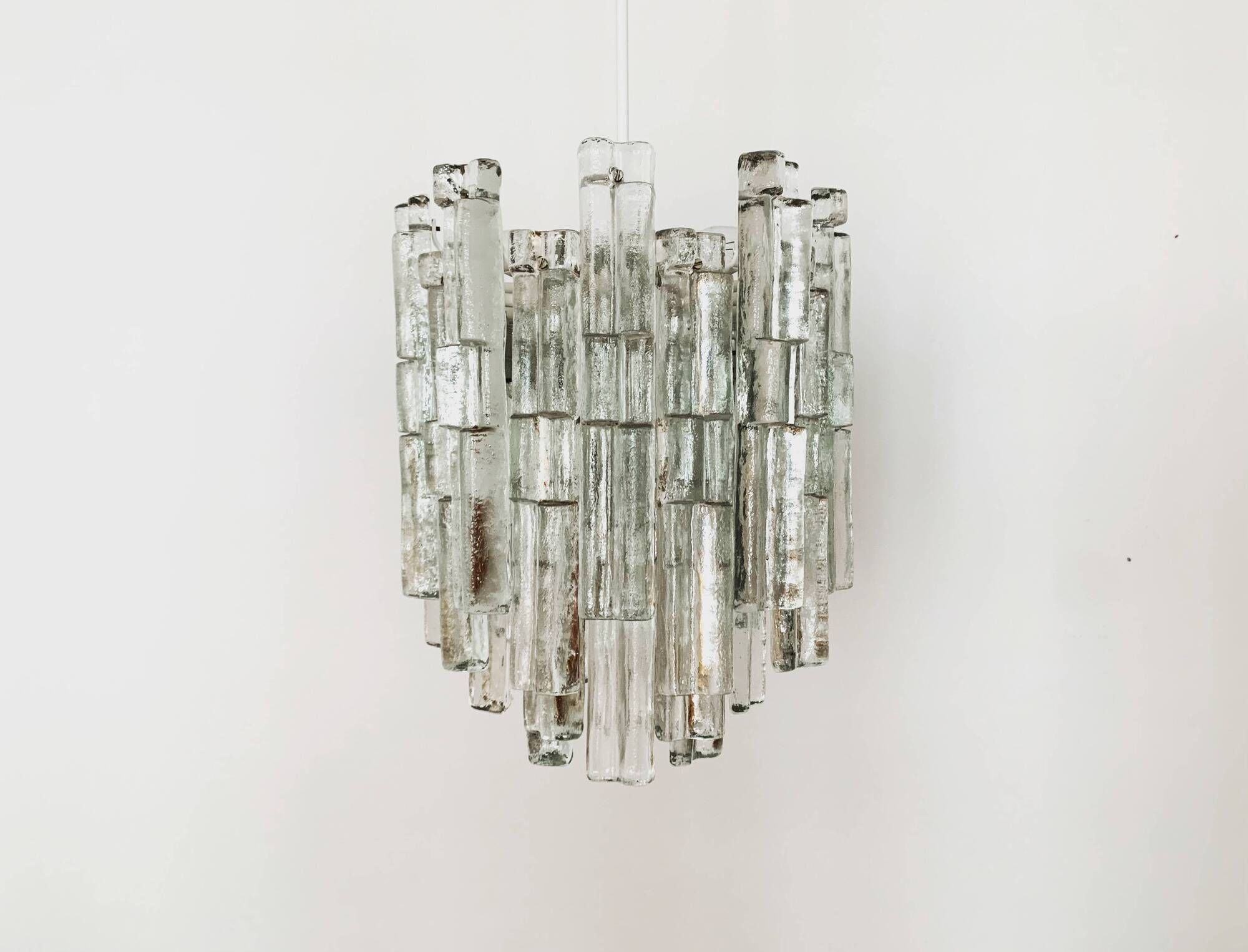 Large Ice Glass Chandelier by J.T. Kalmar