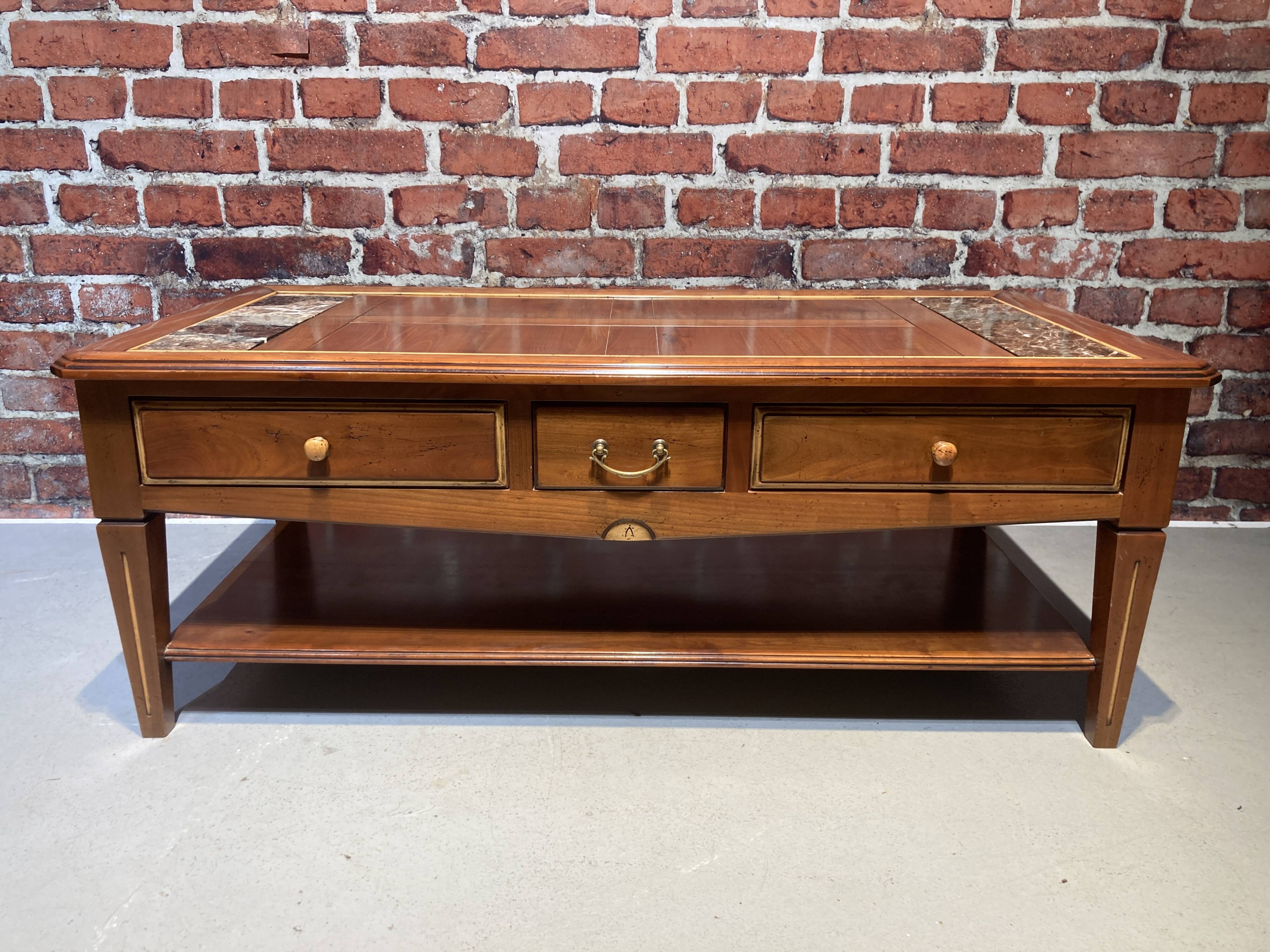 Wood and marble coffee table