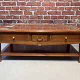 Wood and marble coffee table