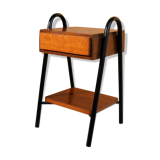 Vintage wooden and metal bedside table