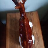 CHAMOIS animal statuette on a rock - enameled ceramic