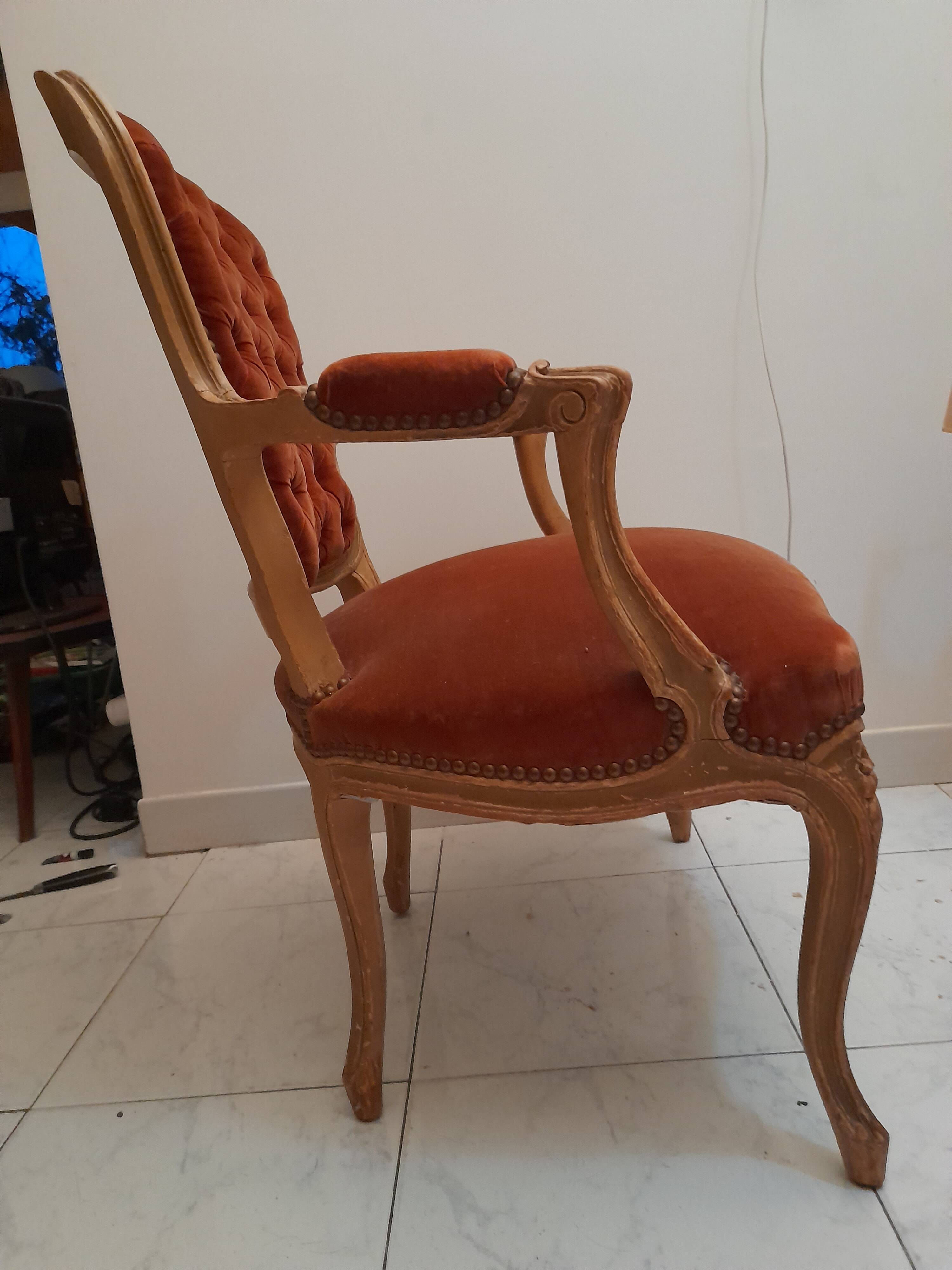 Louis XV style cabriolet or toadstool armchair, 19th century.