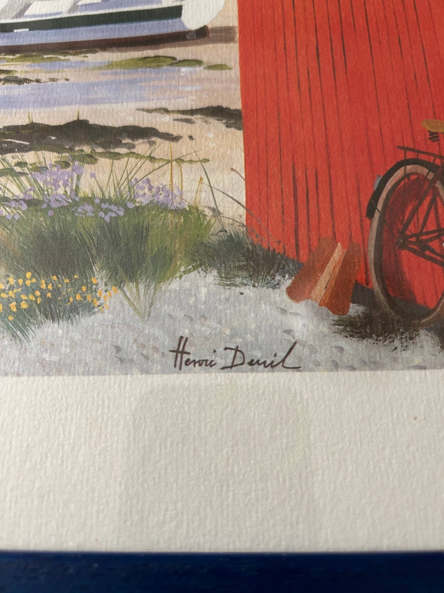 lithograph "Fisherman's hut" signed Henri Deuil