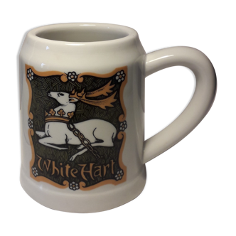 Vintage porcelain beer mug decorated pillivuyt manufacture (cher)
