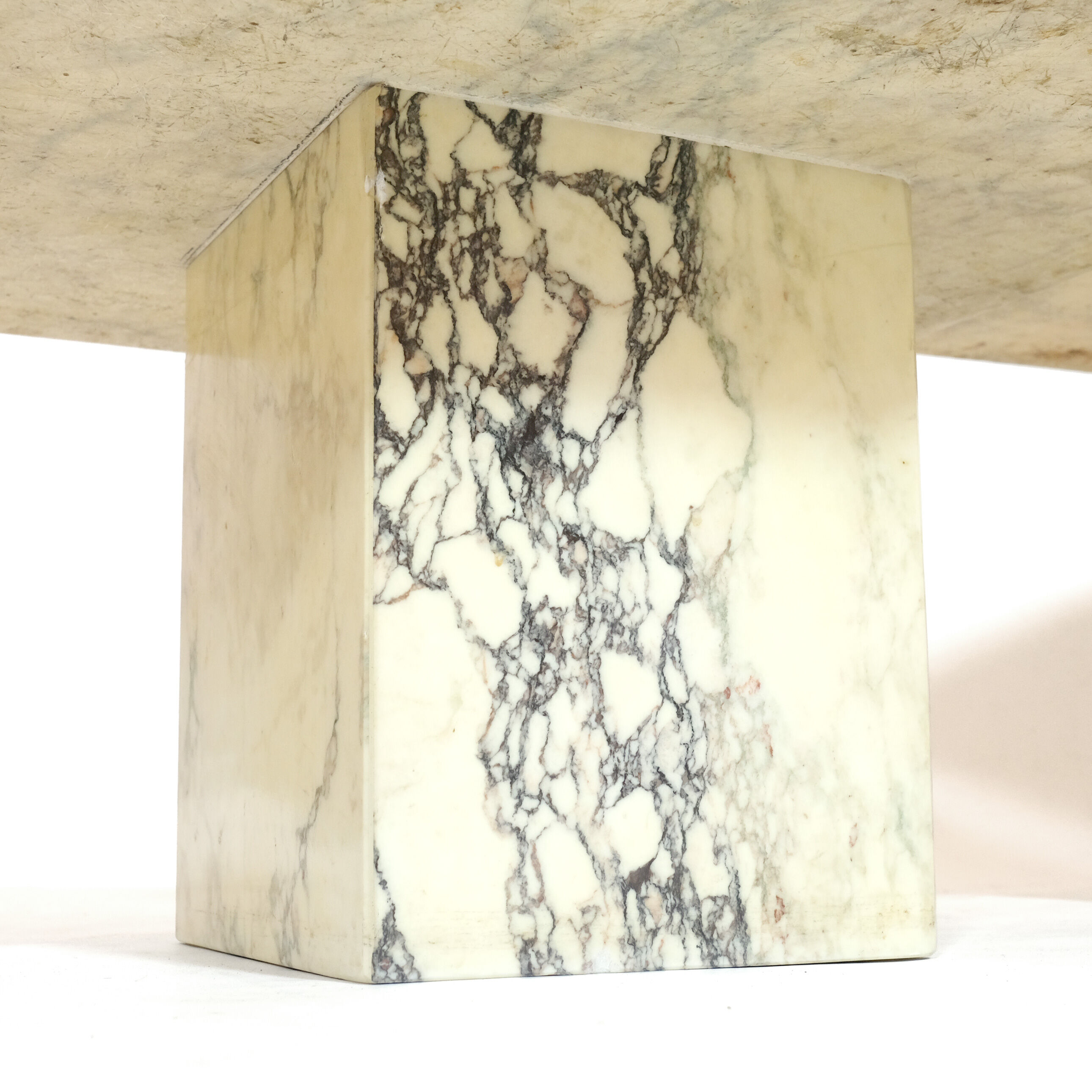 Suite of three marble trundle tables, 1970s