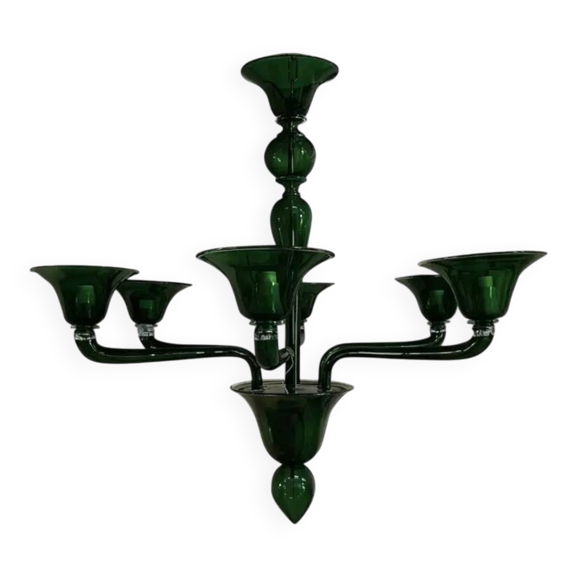 Contemporary Murano Glass Chandelier in Art Deco Style Decorated in Translucent