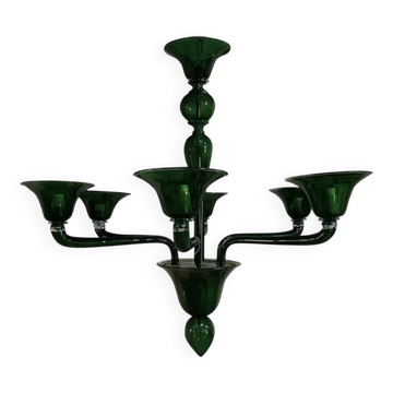 Contemporary Murano Glass Chandelier in Decò Style Decorated in Translucent
