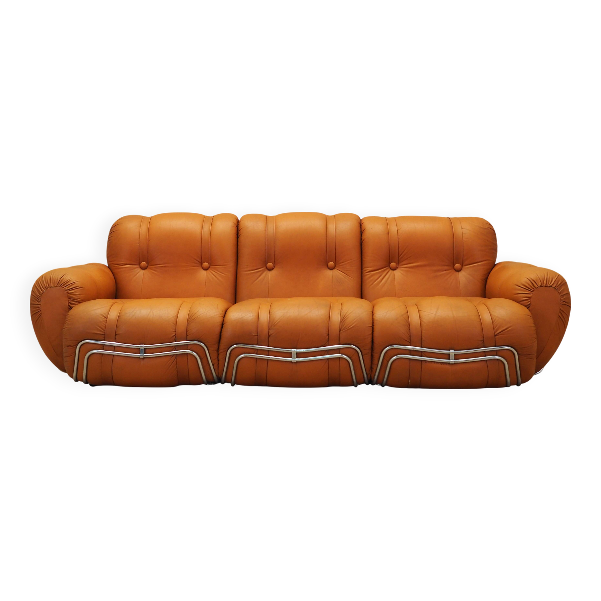 Orange sofa, Space Age design, 1960s, production: Italy