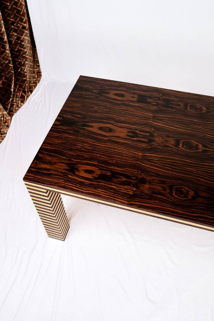 Memphis style dining table, wood, Italy