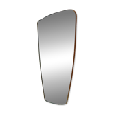 Rectangular Mirror Mid-Century Style Rounded Edges and Repoussé Brass Frame