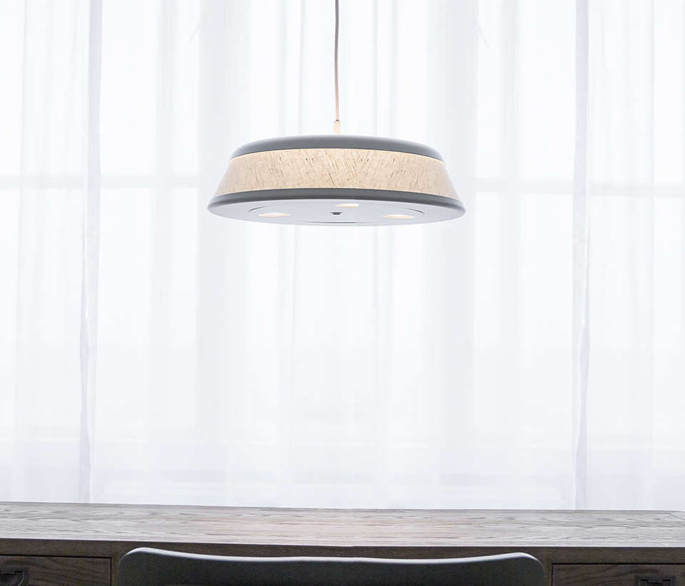 Suspension vigo structure oxidized gray / dark gray linen casambi belid