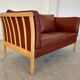 VINTAGE DANISH MID CENTURY DARK COGNAC LEATHER 2 SEATER STOUBY SOFA