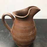 Pichet bonny grès marron clair ciselé années 70 france vintage