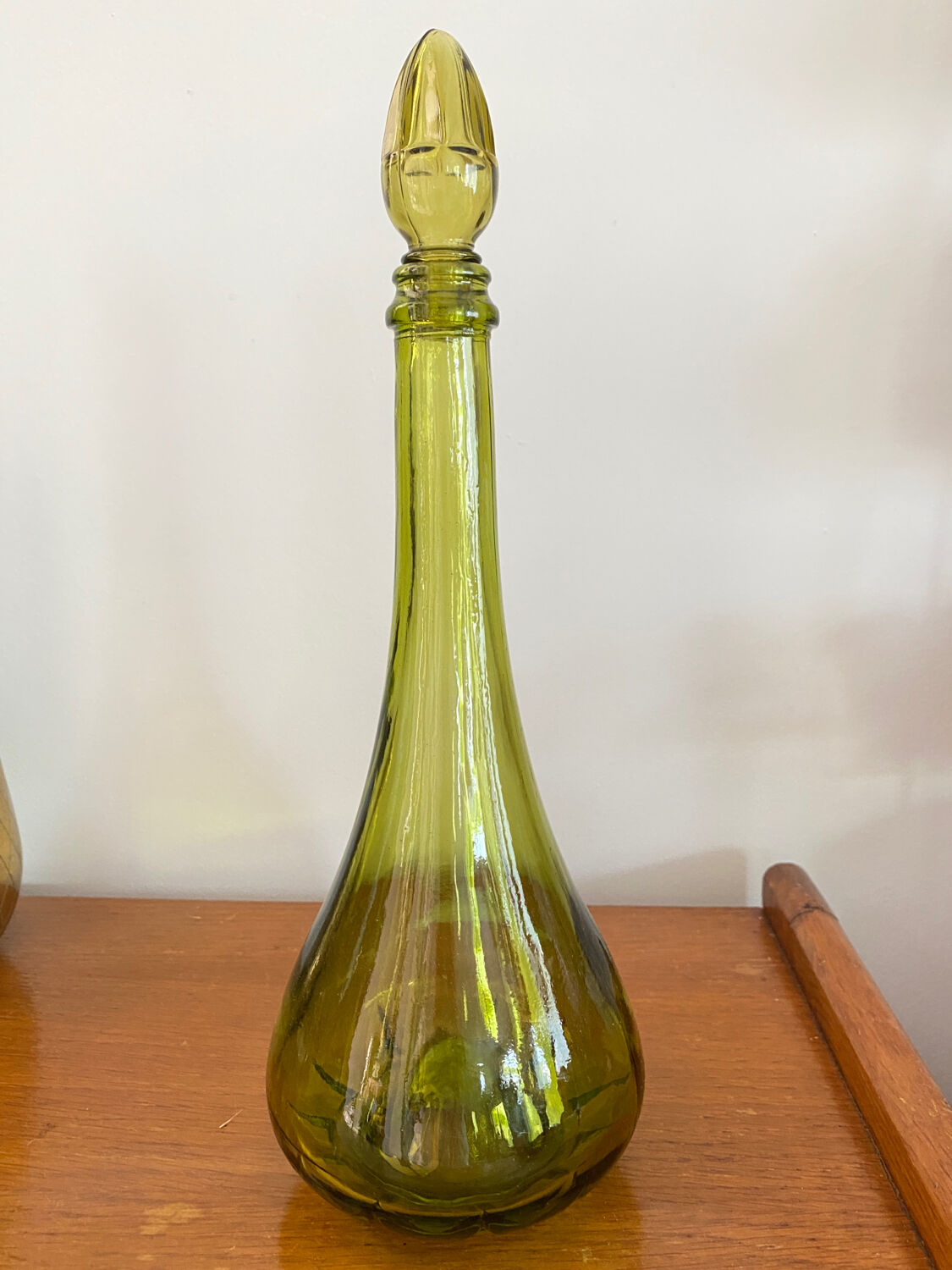 Vintage green glass carafe
