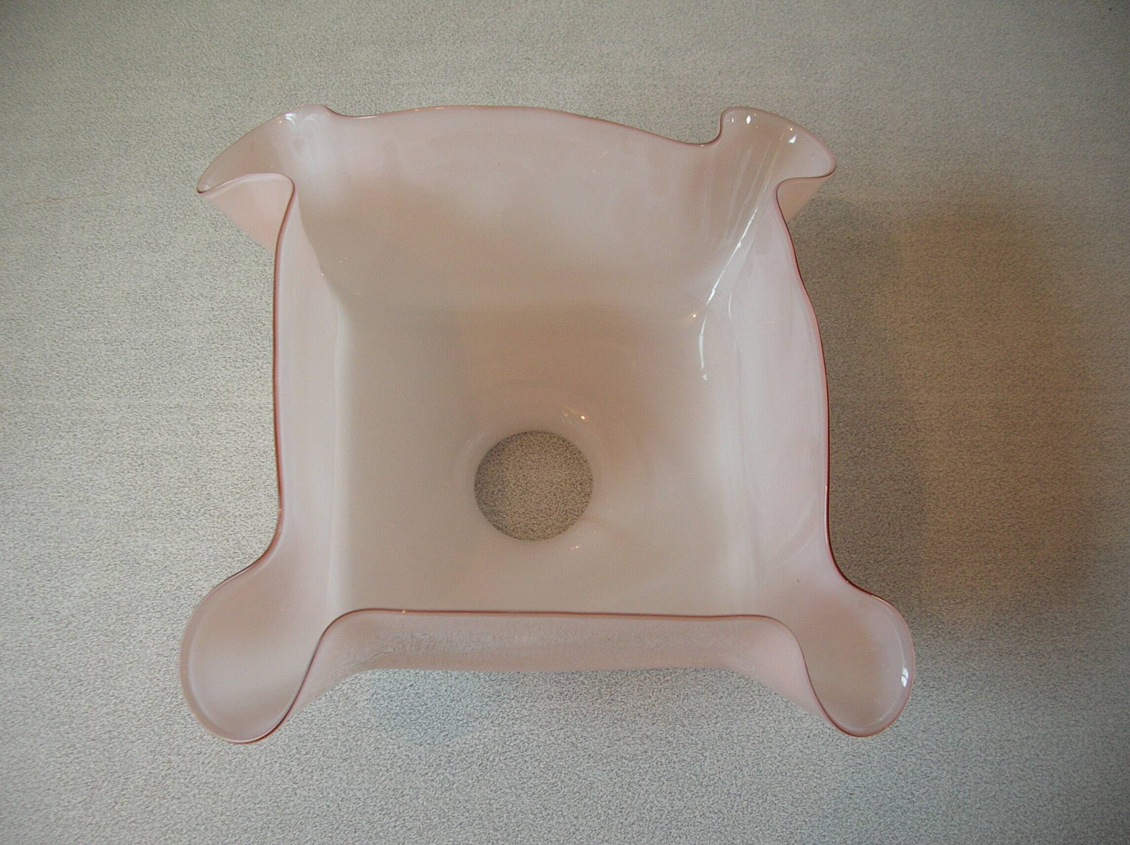 Old lampshade suspension ceiling light in pearl pink glass 26 cm vintage retro decoration