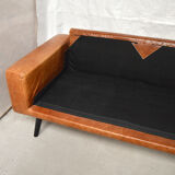 Large brown leather sofa