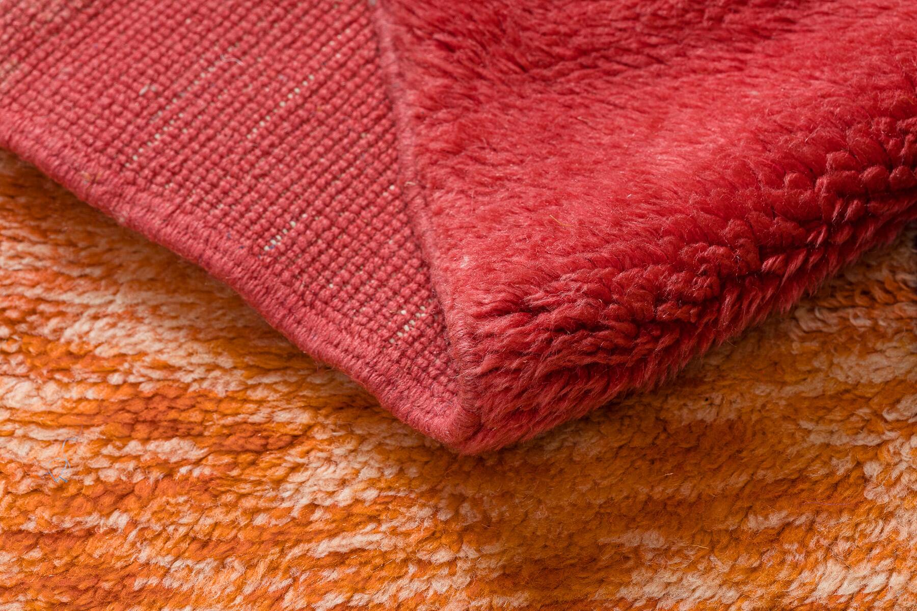 Berber mr4015 beni mrirt handwoven rug from morocco, geometric - red / orange