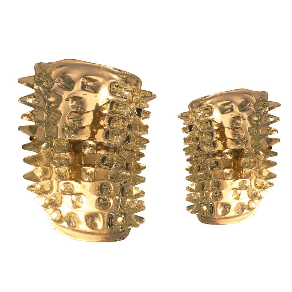Mid-Century Modern Murano Glass Sconces with Brass, Rostrati Technique, Ita