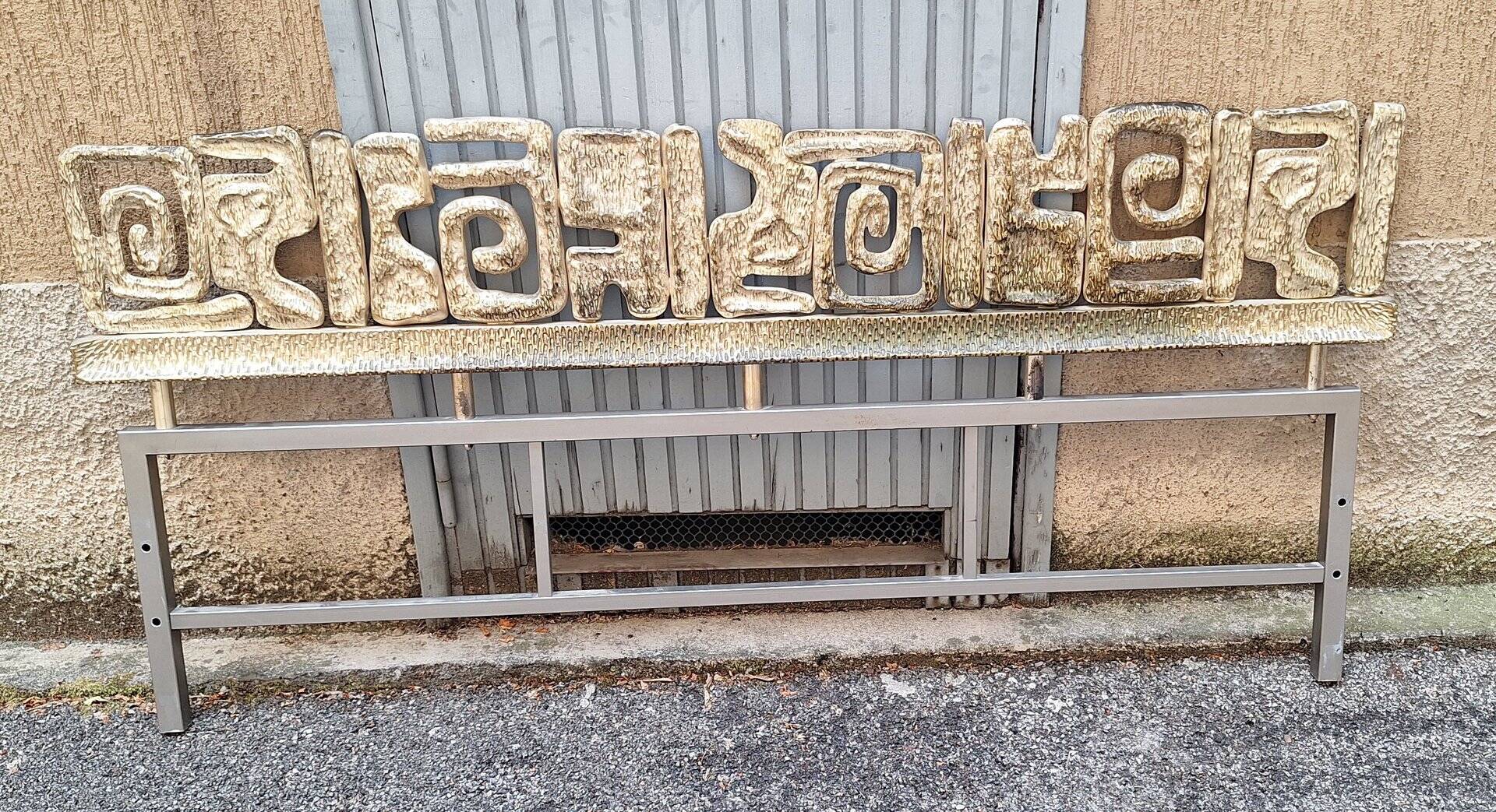 Headboard in Gilded Bronze and Iron, 1960s