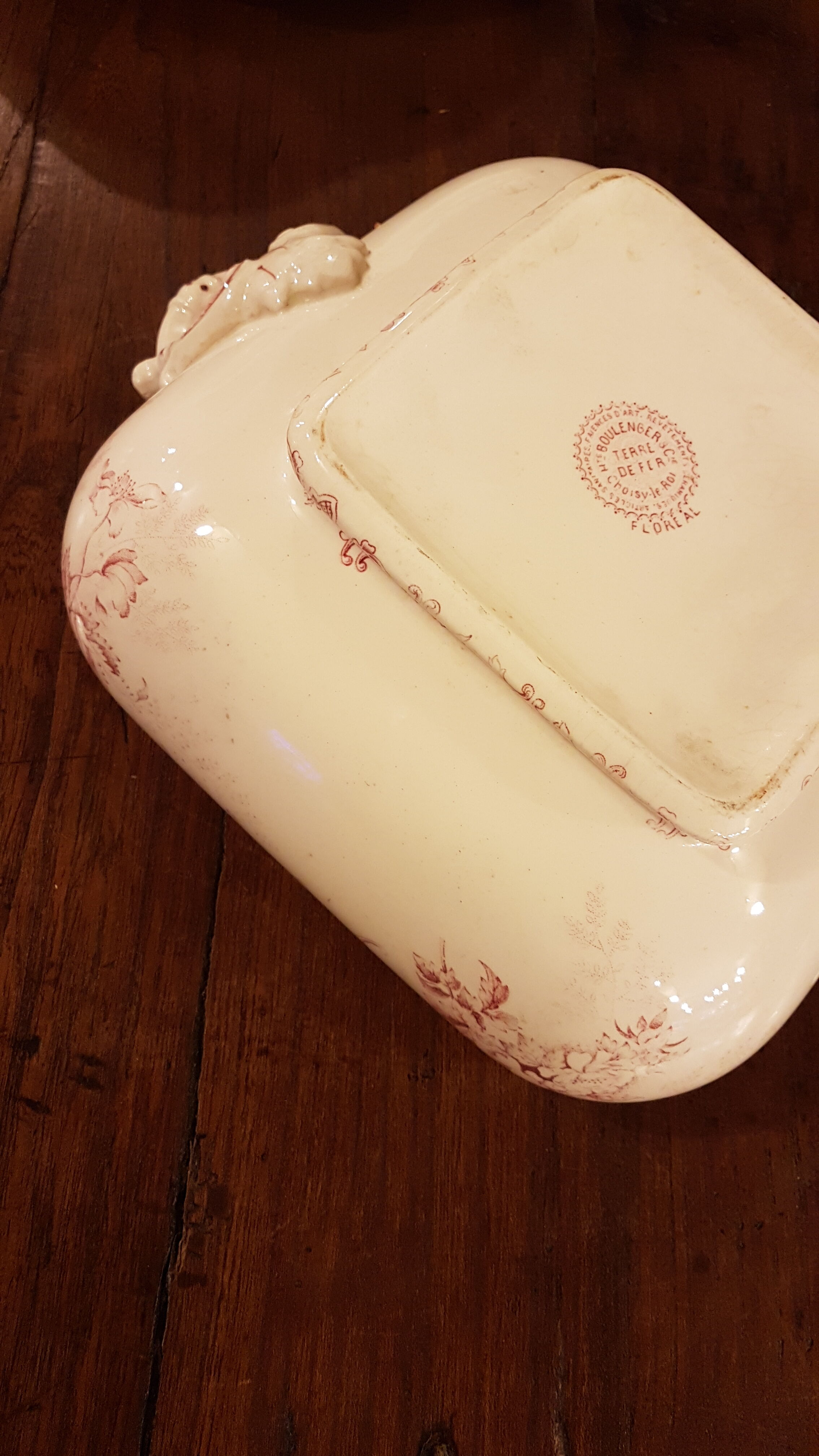 Soupière légumier en faïence à décor de fleur Choisy