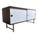 Buffet vintage Pastoe – Placage wengé et portes coulissantes blanches