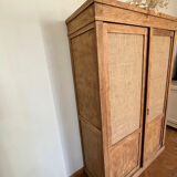 Raw wood cabinet & burlap