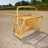 Vintage rattan magazine holder