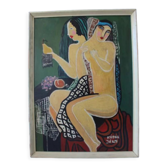 Kadar Bela signed framed painting oil painting portrait 35 x 48 cm, cubism, avant-garde