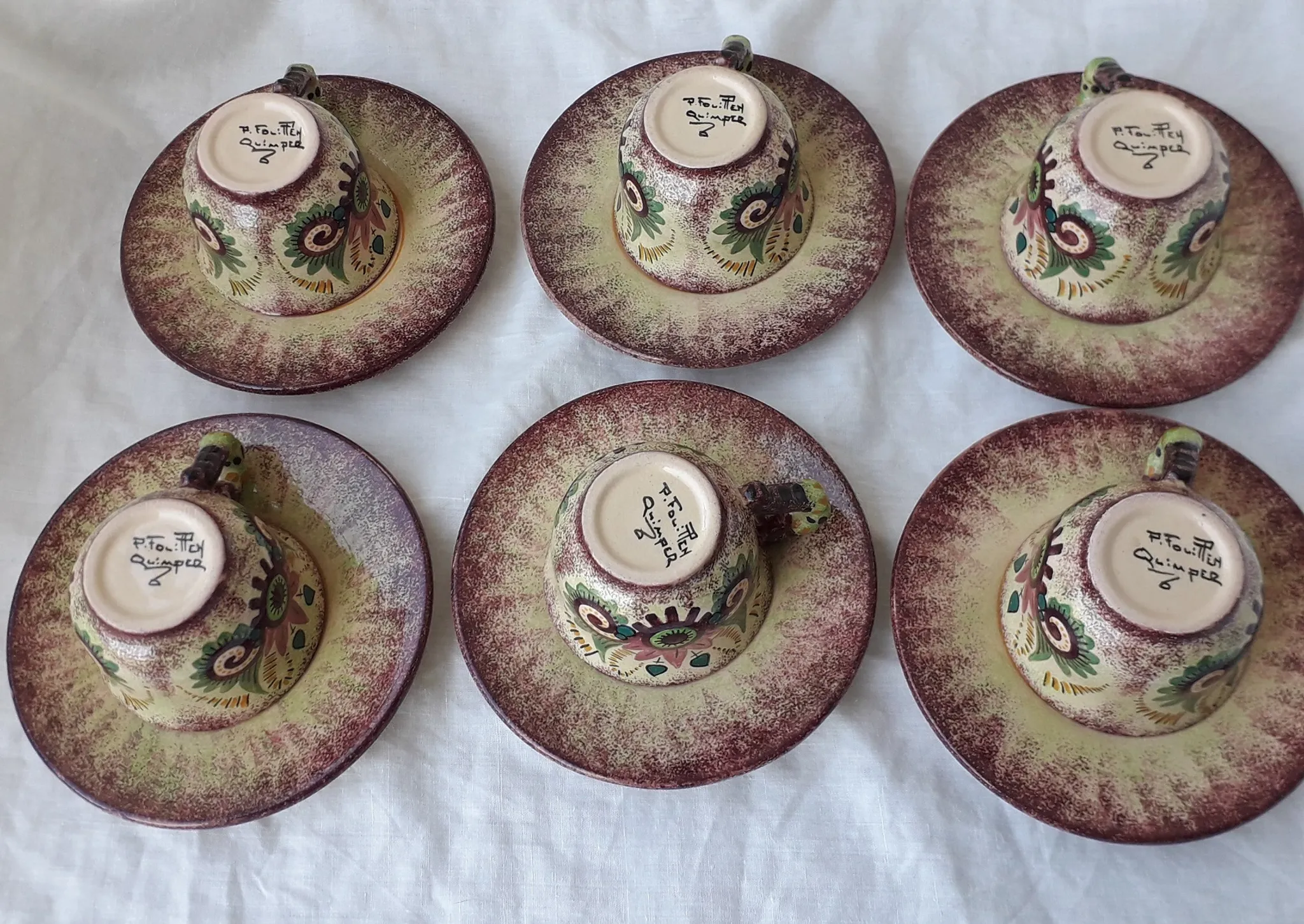 Quimper faience mugs