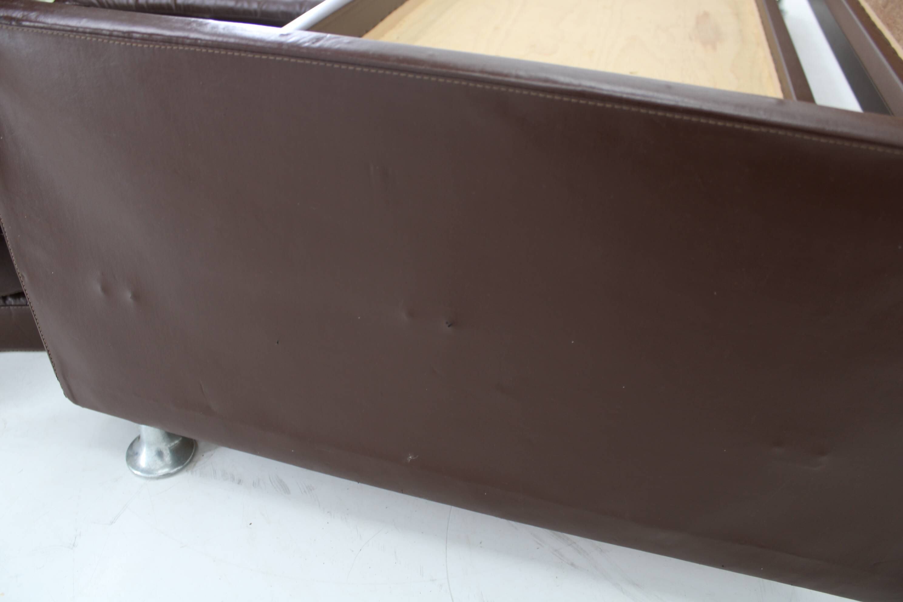 Design Leather Folding Sofa by Arch. Spicka, 1970s, Czechoslovakia