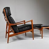 Fauteuil et repose-pieds par Ib Kofod-Larsen pour OPE, Suède
