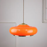 Suspension en laiton orange et plexiglas space age années 70