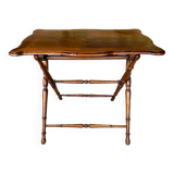Folding side table in turned wood and marquetry circa 30's/40's