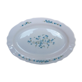 Grand Plat Oval Arcopal Veronica Myosotis Blue Flowers Opaline Vintage Retro