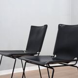 Leather stacking chairs by Toyoda Hiroyuki for ICF 1980s, set of 4