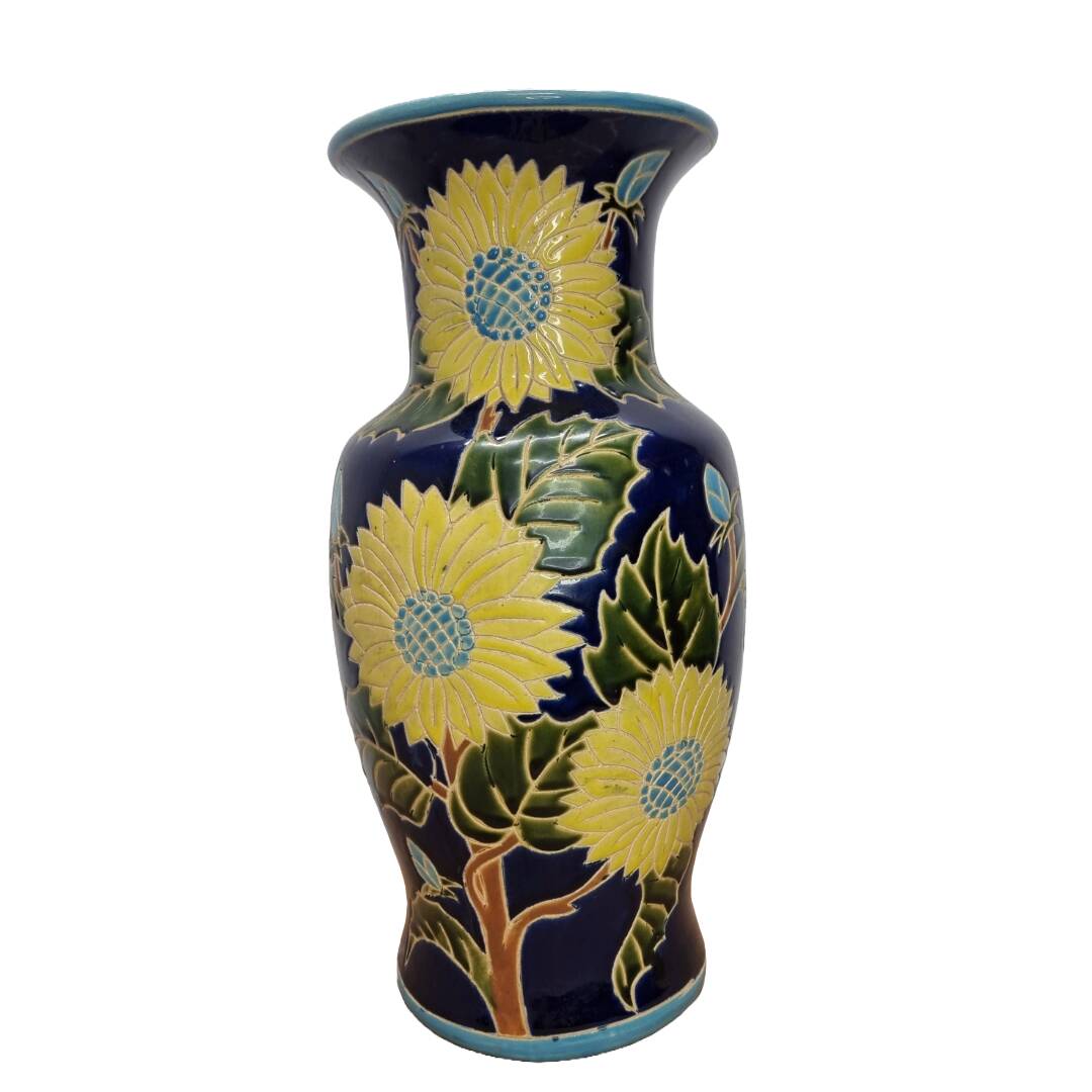 Large Vintage Hand Painted ceramic Vase Late 20th Century