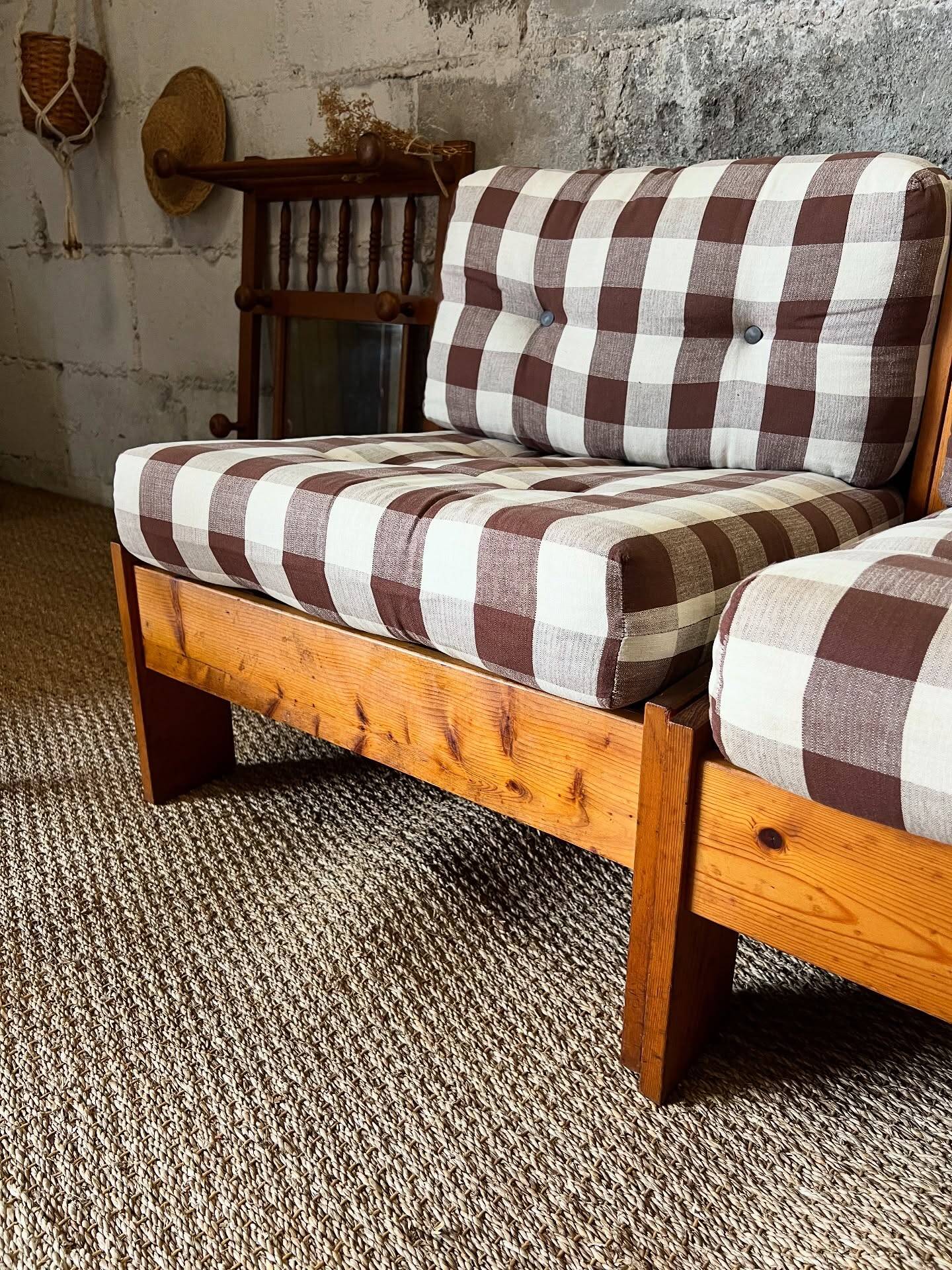 3 vintage wooden armchairs/lounges