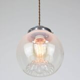 Suspension mid-century en chrome et verre de murano, italie