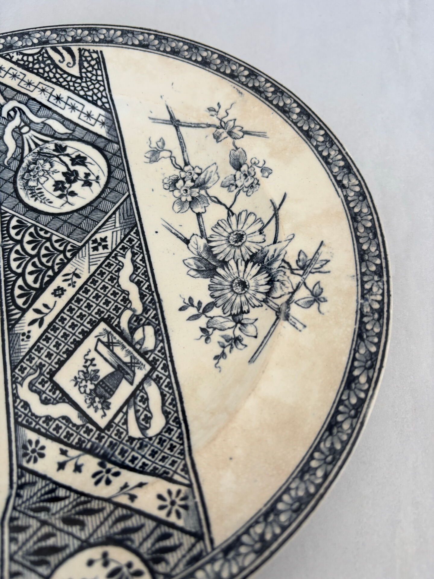 Old blue night ironstone plate for Vermont Frè shop.