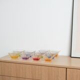 Set of square glass bowls, Italian design, 1980s, made in Italy