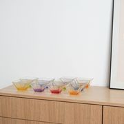 Set of square glass bowls, Italian design, 1980s, made in Italy